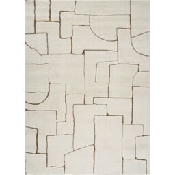 Livabliss Freud-Modern Ivory Brown High Pile Living Dining Bedroom Rug - Size: 160 cm x 215 cm - thumbnail 2