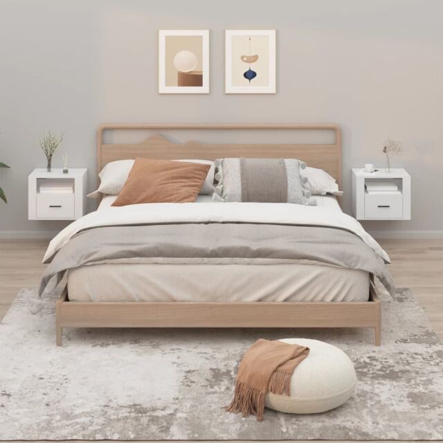Berkfield Home Wall-mounted Bedside Cabinets 2 pcs White 50x36x40 cm - Size: 50 x 36 x 40 cm - image 1