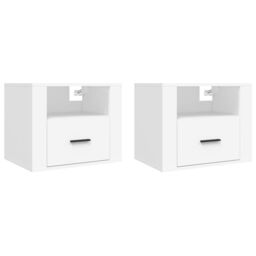 Berkfield Home Wall-mounted Bedside Cabinets 2 pcs White 50x36x40 cm - Size: 50 x 36 x 40 cm - thumbnail 2
