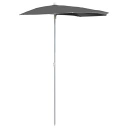 Berkfield Home Garden Half Parasol with Pole 180x90 cm Anthracite in Black - thumbnail 2