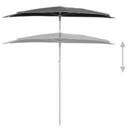 Berkfield Home Garden Half Parasol with Pole 180x90 cm Anthracite in Black - thumbnail 4
