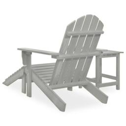 Berkfield Home Elegant Garden Adirondack Chair with Ottoman&Table Solid Fir Wood Grey - thumbnail 4