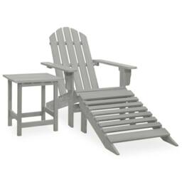 Berkfield Home Elegant Garden Adirondack Chair with Ottoman&Table Solid Fir Wood Grey - thumbnail 2
