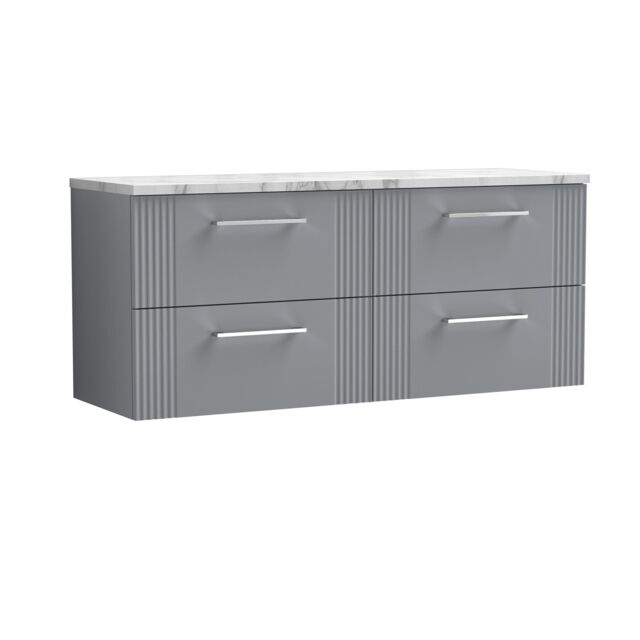 Balterley 4 Drawer Wall Hung Vanity Unit Marble Laminate Worktop, Grey 1200mm - image 1