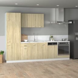Berkfield Home 7 Piece Kitchen Cabinet Set Lyon Sonoma Oak Engineered Wood in Brown