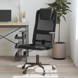 Berkfield Home Office Chair Black Mesh Fabric & Faux Leather - thumbnail 1