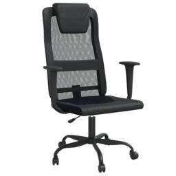 Berkfield Home Office Chair Black Mesh Fabric & Faux Leather - thumbnail 2