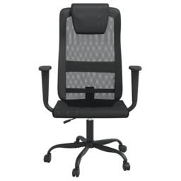 Berkfield Home Office Chair Black Mesh Fabric & Faux Leather - thumbnail 3