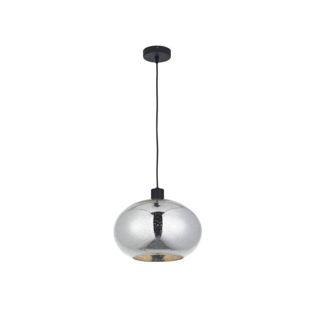 First Choice Lighting Candra - Black with Chrome Bubbled Mercury Glass Pendant Light in Silver - image 1