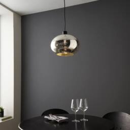 First Choice Lighting Candra - Black with Chrome Bubbled Mercury Glass Pendant Light in Silver - thumbnail 3
