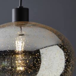 First Choice Lighting Candra - Black with Chrome Bubbled Mercury Glass Pendant Light in Silver - thumbnail 8