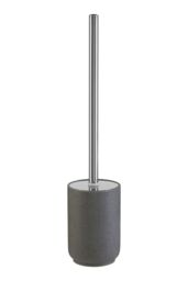 Orsina Grey Toilet Brush With Ridged Holder, Polyresin Toilet Brush, Modern Lavatory Brush For Toilet Cleaning - thumbnail 2