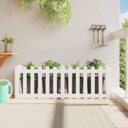 Berkfield Home Garden Raised Bed with Fence Design White 150x50x50 cm Solid Wood Pine - Size: 150 x 50 x 50 cm - thumbnail 2
