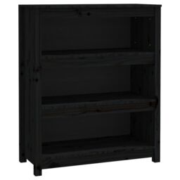 Berkfield Home Book Cabinet Black 80x35x97 cm Solid Wood Pine - Size: 80 x 35 x 97 cm - thumbnail 2