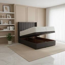 "BSSPOKE Hannah Ottoman Divan Bed Plush Velvet 54"" Headboard & No Mattress in Grey - Size: King" - thumbnail 2