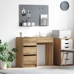 Berkfield Home Brown Writing Desk Artisan oak Engineered wood Compact Storage - thumbnail 1