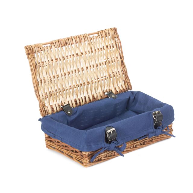 Red Hamper Wicker Small Packaging Cotton Lined Basket in Blue - image 1