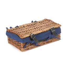 Red Hamper Wicker Small Packaging Cotton Lined Basket in Blue - thumbnail 2
