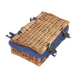 Red Hamper Wicker Small Packaging Cotton Lined Basket in Blue - thumbnail 3