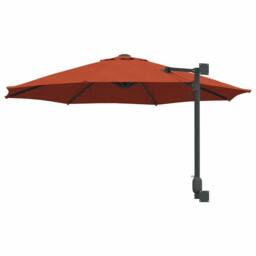Berkfield Home Modern Wall-mounted Garden Parasol with LEDs Terracotta 248 cm in Orange - thumbnail 6
