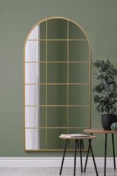 "MirrorOutlet Gold Metal Framed Arched Window Wall Mirror 71"" X 35"" (180CM X 90CM) - Size: 1 Pack" - thumbnail 2