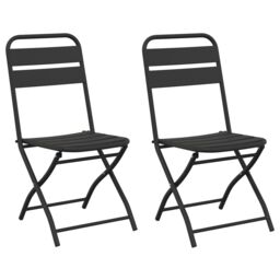 Berkfield Home Folding Garden Chairs 2 pcs Anthracite 42x52x82 cm Powder-coated Steel - Size: 42 x 52 x 82 cm - thumbnail 2