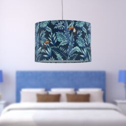 First Choice Lighting Toucan - Velvet Toucan Design 30cm Pendant or Table Lamp Shade in Blue - thumbnail 7
