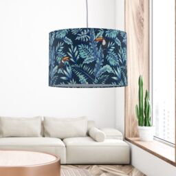 First Choice Lighting Toucan - Velvet Toucan Design 30cm Pendant or Table Lamp Shade in Blue - thumbnail 6