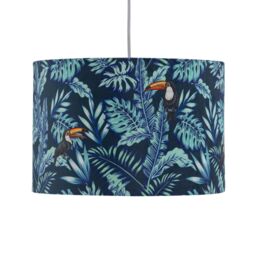 First Choice Lighting Toucan - Velvet Toucan Design 30cm Pendant or Table Lamp Shade in Blue - thumbnail 2