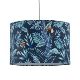 First Choice Lighting Toucan - Velvet Toucan Design 30cm Pendant or Table Lamp Shade in Blue