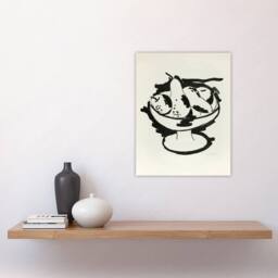 "Artery8 Bowl of Fruit Still Life Sketch Hartley Wall Art Poster Print in White - Size: W24"" x H32""" - thumbnail 4