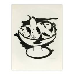"Artery8 Bowl of Fruit Still Life Sketch Hartley Wall Art Poster Print in White - Size: W24"" x H32""" - thumbnail 1