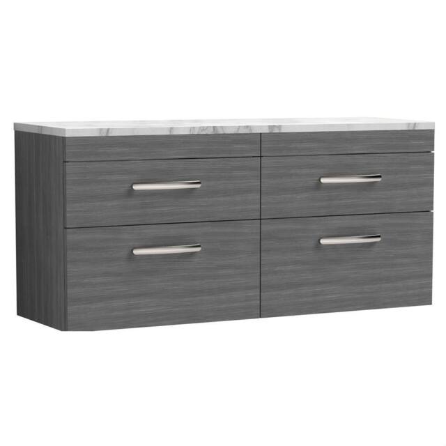 Balterley Millwich 4 Drawer Wall Hung Vanity Unit, Anthracite Woodgrain, 1200mm in Grey - image 1
