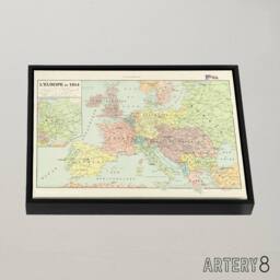 "Artery8 Peltier 1914 French Political Map of Europe Framed Canvas Wall Art Print - Size: W12"" x H16""" - thumbnail 2