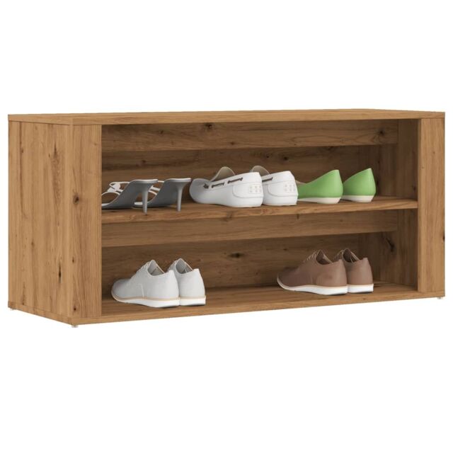 Berkfield Home Shoe Bench Artisan Oak 100x35x45 cm Engineered Wood in Brown - Size: 100 x 35 x 45 cm - image 1