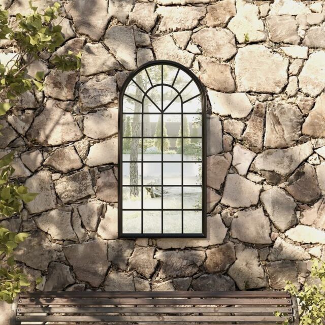 Berkfield Home Garden Mirror Black 90x45 cm Iron for Outdoor Use - image 1