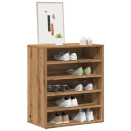 Berkfield Home Shoe Cabinet Artisan Oak 60x35x70 cm Engineered Wood in Brown - Size: 60 x 35 x 70 cm - thumbnail 1
