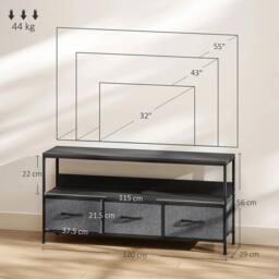 VOGREX Black Industrial Vintage Metal TV Storage Cabinet in Grey - thumbnail 2