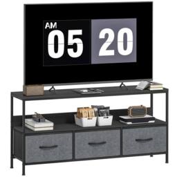 VOGREX Black Industrial Vintage Metal TV Storage Cabinet in Grey - thumbnail 3