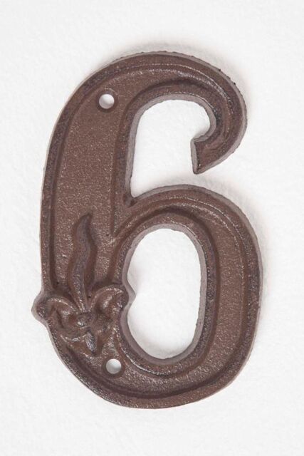 Homescapes Cast Iron House number, 6 in Brown - image 1