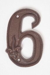 Homescapes Cast Iron House number, 6 in Brown