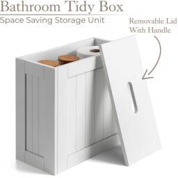 Christow Bathroom Tidy Box Toilet Roll Cleaning Product Small Storage Unit White - thumbnail 2