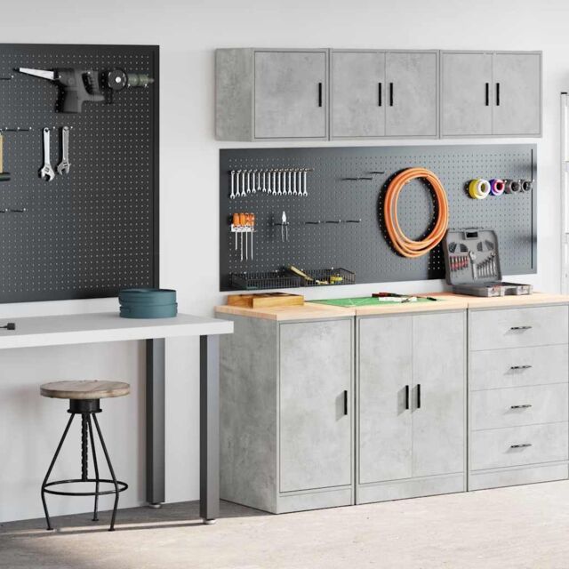 Berkfield Home Garage Cabinets 2 pcs Concrete Grey Engineered Wood - image 1