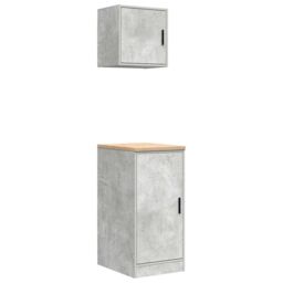Berkfield Home Garage Cabinets 2 pcs Concrete Grey Engineered Wood - thumbnail 2