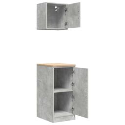 Berkfield Home Garage Cabinets 2 pcs Concrete Grey Engineered Wood - thumbnail 5