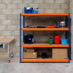 Monstershop S-Rax 4 Shelf Racking - 180cm x 180cm x 60cm in Blue - Size: 180 cm x 180 cm x 60 cm - thumbnail 6