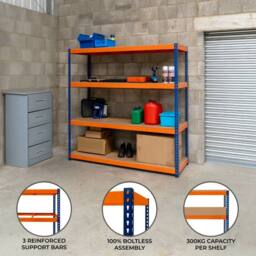 Monstershop S-Rax 4 Shelf Racking - 180cm x 180cm x 60cm in Blue - Size: 180 cm x 180 cm x 60 cm - thumbnail 2