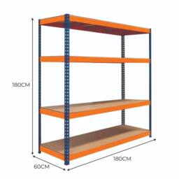 Monstershop S-Rax 4 Shelf Racking - 180cm x 180cm x 60cm in Blue - Size: 180 cm x 180 cm x 60 cm - thumbnail 5