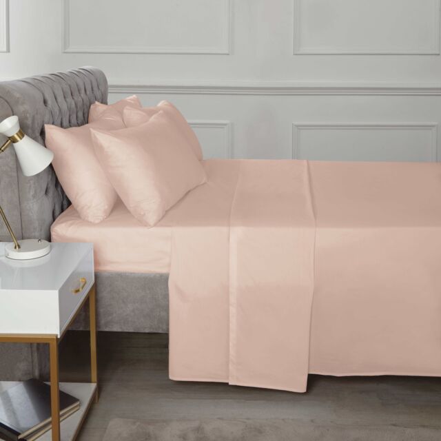 Rapport Home TH Percale Fitted Sheet in Dusty Pink - Size: Single - image 1