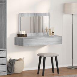 Berkfield Home Wall Hanging Dressing Table Grey Sonoma 100x40x70 cm - Size: 100 x 40 x 70 cm - thumbnail 4